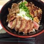 カキヤス ミートエクスプレス - 贅沢！牛肉三種丼。1129（イイニク）円（税別）