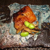 やすい - 焼物：カレイの焼き物に、シメジと枝豆があしらわれています。 昼のおまかせコース 2,700円（税込）。　　　　　　2019.08.30