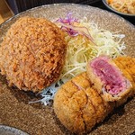 牛かつ いち華 - 牛かつ定食+メンチかつ