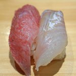 新宿栄寿司 - 鮪の大トロ と 平目