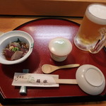 福水 - 生ビール、鰹ポン酢、茶碗蒸し