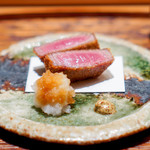 肉割烹 上 - 牛カツレツ 　辛味大根 辛子