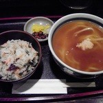 手打ちうどん ひふみ - あんかけうどんの山菜ご飯定食