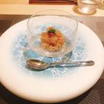 銀座 大石 - 牡丹海老のマデラ酒漬け酢飯添え