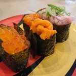 かっぱ寿司 - まぐろたたき、バフンうに、北海道産いくら