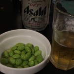 記念日 - ビール＆枝豆(燻製オリーブオイル和え)