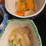 垰レストラン - カボチャ炊いたん。コンニャク酢味噌。