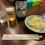 ひれとんかつの店 とん文 - 瓶ビール＋ポテトサラダ