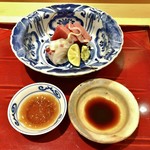 銀座 しのはら - お造り：鯛 鮪