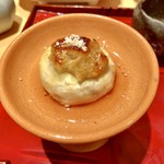 銀座 しのはら - 八寸：無花果の胡麻味噌焼き、卵真蒸、さつま芋の栂尾煮、スコティッシュサーモンの長芋巻き、蛸煮、蓮根酢漬け、衣かつぎ 大徳寺納豆射込み、フルーツトマト 黄身酢、合鴨ロース 粒マスタード、枝豆の紹興酒漬け、鶉玉子味噌漬けの松葉刺し、エリンギ辛煮