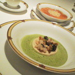 レ セゾン - 12.2.11大地と海ブーダン ブランと貝 ビーフと雲丹若鶏のティラミス仕立てとぼたん海老のタルタル