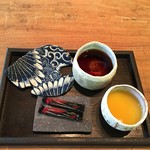 珈道庵 三瀬山荘 - 試飲で頂いたアイスコーヒーとオレンジジュース