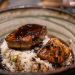 わいん食堂 Chez とし - 2019.9 フォアグラのソテー トリュフ入り赤ワインソース 枝豆のリゾット