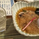 しんべ - 鯵のみぞれあえ。鯵はたたいてあるのかな。これは焼酎が進むわ。