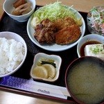 十三寿し - ヒレカツとカラ揚げ定食のセット（前回もいただきましたね・・・）