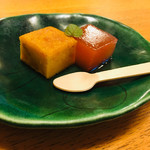 Yoshino Sushi - 南瓜のケーキと西瓜ゼリー