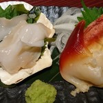 Kaisen Umaimon Ya Umino Suke - 貝刺し2種盛り(つぶ貝、ほっき貝) 980円