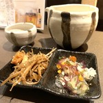 雫庵 - お通し＆北島 完全発酵辛口 玉栄【滋賀】