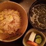 Ginza Hajime - 食事(とうもろこしの炊き込みご飯)
