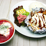 [ アルミ包みの自家製カツレータ ] 洋風ハンバーグセット