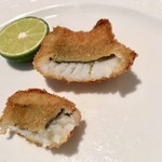レストラン 代官山小川軒 - 酢橘を掛けてもフリットらしい香ばしさは変わらない