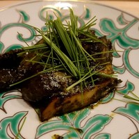 はらまさ - 松茸と炭火焼き鮑の肝ソースあえ