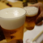 すし処 睦月 - 生ビールとノンアルで乾杯