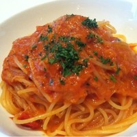 オッティモ・シーフード・ガーデン 新宿店 - ズワイガニのトマトクリームソースのスパゲッティ