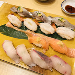 梅丘寿司の美登利 - いわし、大赤海老、サーモン、カンパチ