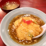 南海園 - 天津飯とスープ