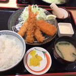 Tonkatsu katsukichi hako dateshou wataum purazaten - 海老フライとかにクリームコロッケ定食