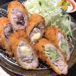 Tonkatsu katsukichi hako dateshou wataum purazaten - 三種の豚ロールカツ定食（梅しそ・チーズ・ねぎ塩）