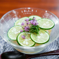 不風流 - 鮑　車海老　素麺　酢立　花穂