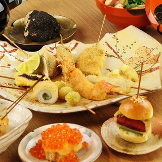 Using high-quality "seasonal" ingredients and oil ◆ "Adult Kushikatsu" in course style