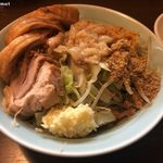 かじろうramen7 - 再訪問2019/10 ラーメン小豚(豚4枚)+汁無し 「ニンニクアブラ」(1,050円)