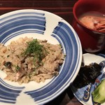116374480 - 秋刀魚ご飯、牡丹海老と2kgのしじみの味噌汁