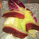 Homemade Prosciutto and organic vegetable salad