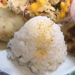 カフェアンドショップ ロータスランド - 2019/09/28
      おまかせセット 550円
      ・トマトと卵のトマ卵麺
      ・青パパイヤの和え物
      ・じゃが芋もち
      ・フレッシュサラダ
      ・ミニライス