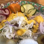 カフェアンドショップ ロータスランド - 2019/09/28
      おまかせセット 550円
      ・トマトと卵のトマ卵麺
      ・青パパイヤの和え物
      ・じゃが芋もち
      ・フレッシュサラダ
      ・ミニライス