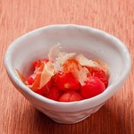 Pickled cherry tomatoes in homemade Japanese-style soup stock