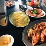 味源 - 二人分の焼肉定食と単品の塩タン
      揃ったよ〜(ง •̀_•́)ง