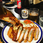 カレー屋アカマル - 豚ロースカツカレーライス¥1350,炙りチーズ¥100,目玉焼き¥150