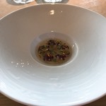 Geranium - ★9 Lightly Pickled Celeriac with Söl, Dried Mussels & Aromatic Seeds