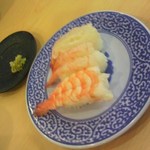 無添くら寿司 - エビ食べ比べ３点盛り 105円　(20120216)