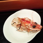 小笹寿し - 車エビ（身は食べた後、アタマを炙ってもらった）