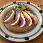 旬菜 すがや - 無花果と蒸し鶏の胡麻味噌