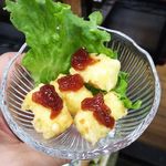 Cheese Tempura with strawberry sauce