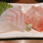 炭膳 茅心 - お造り : 鯛、鮪中とろ