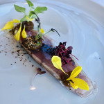 ジャンカルド - バルサミコ酢の透明なフィルム。酸味が美味しい！
      目にも美しい！