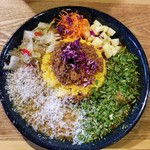 ホールスパイスカレー青藍 - カレー定食２種盛＋チーズ＋パクチー